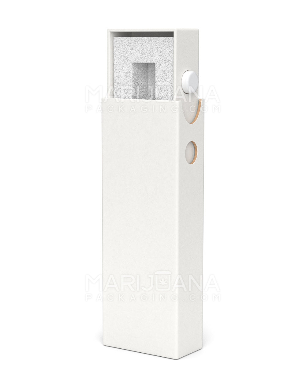 Child Resistant & Sustainable | 100% Recyclable Slim Cardboard Vape Cartridge Box w/ Press Button & Foam Insert | 100mm - White - 100 Count - 1