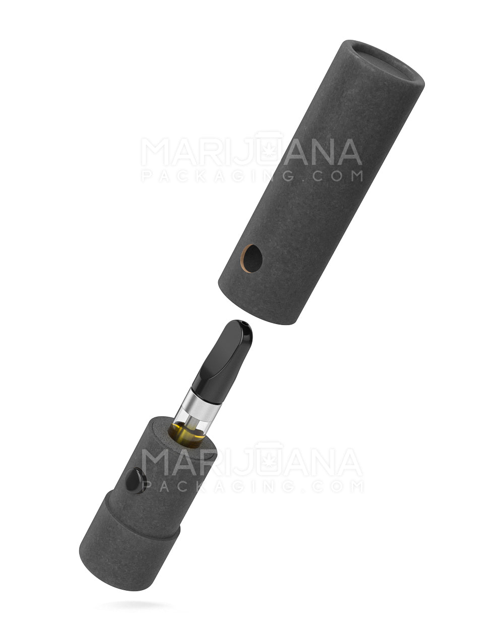Child Resistant & Sustainable | 100% Recyclable Cardboard Vape Cartridge Tube w/ Press Button | 95mm - Black - 100 Count - 4