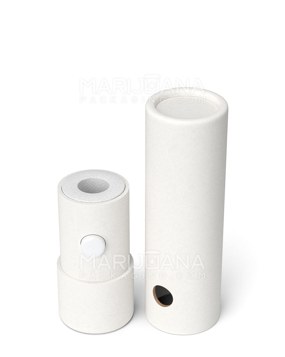 Child Resistant & Sustainable 100% Recyclable Cardboard Vape Cartridge Tube w/ Press Button | 95mm - White | Sample - 6