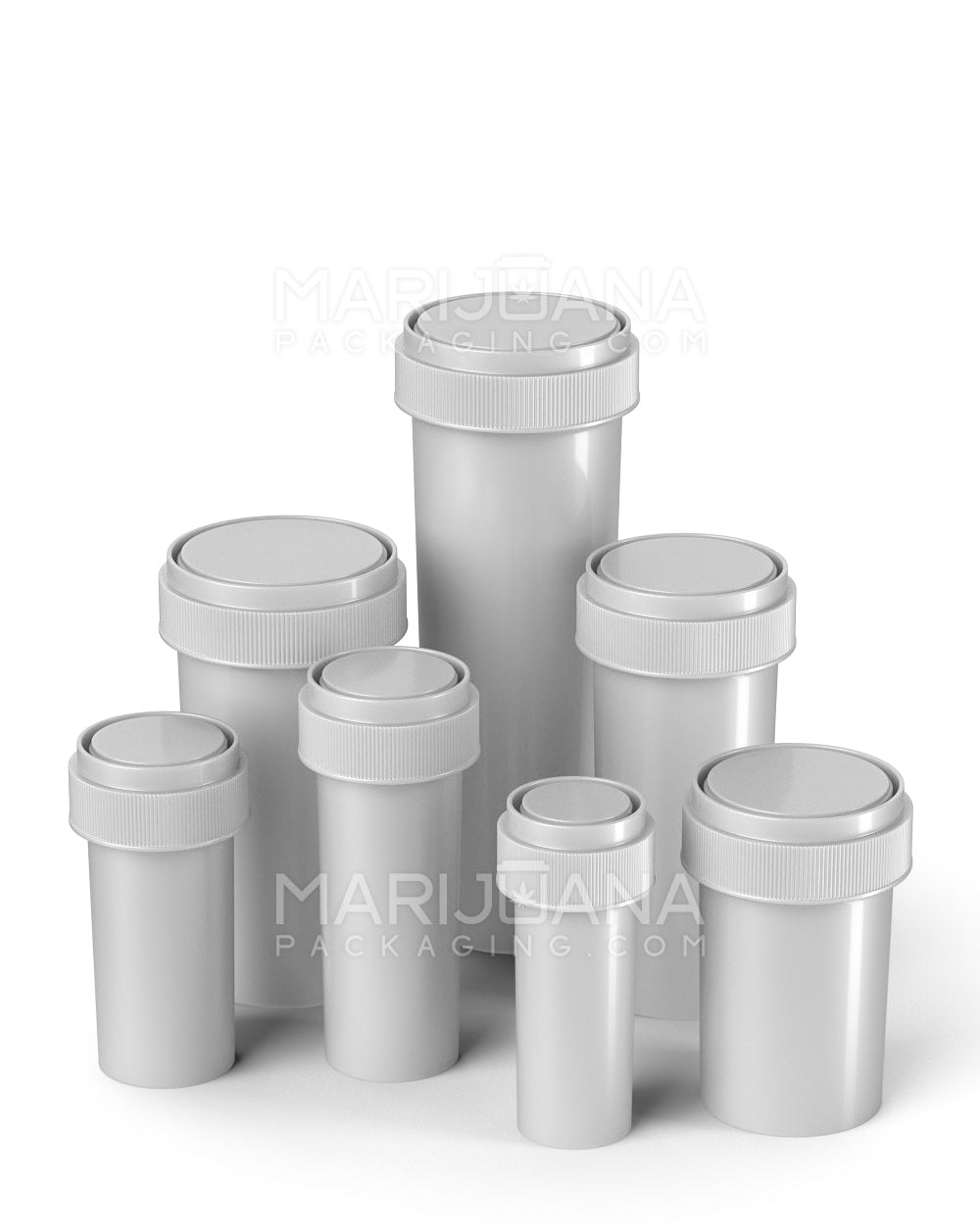Child Resistant | Opaque Silver Blank Reversible Cap Vials | 40dr - 10g - 150 Count - 10