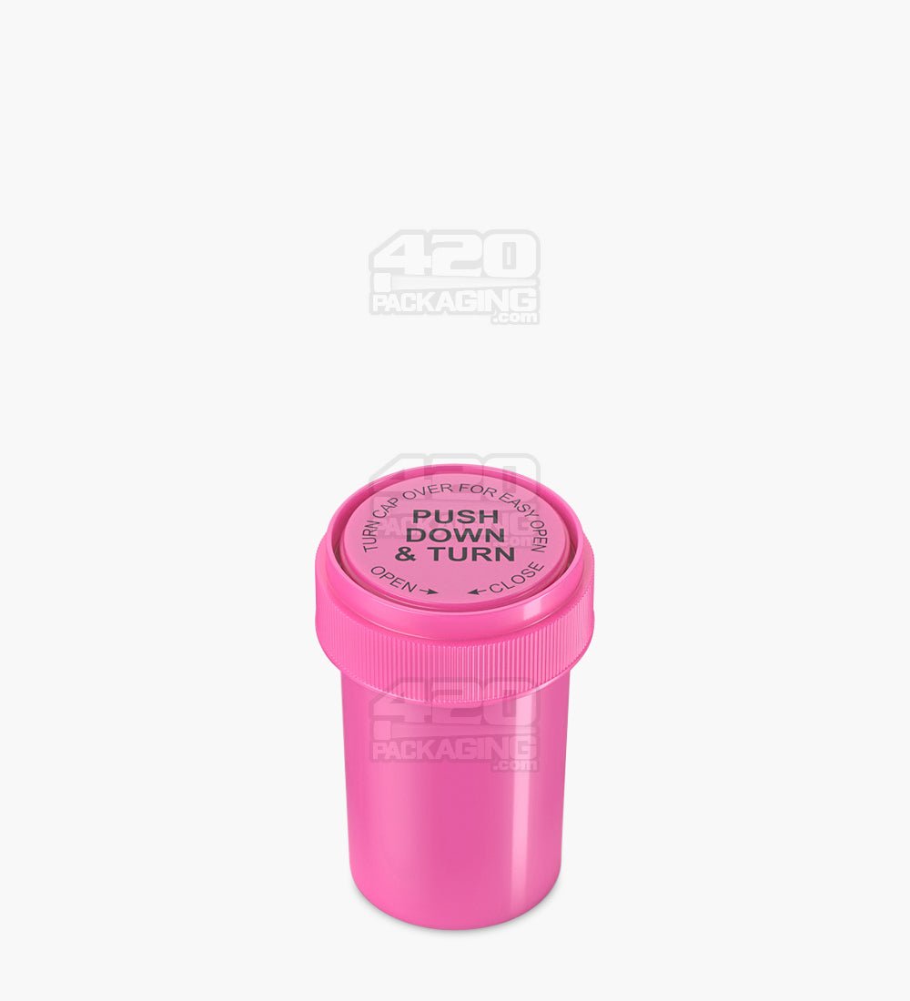17mm Opaque Child Resistant Pink Reversible Cap Vials 240/Box - 4