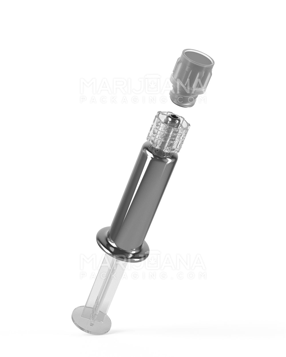 Luer Lock | Silver Glass Dab Applicator Syringes | 1mL - No Measurements - 100 Count - 5