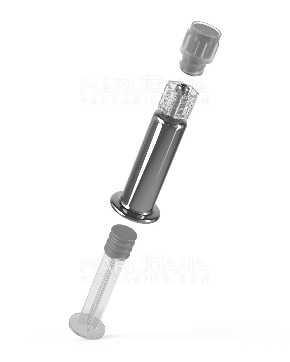 Luer Lock | Silver Glass Dab Applicator Syringes | 1mL - No Measurements - 100 Count - 6