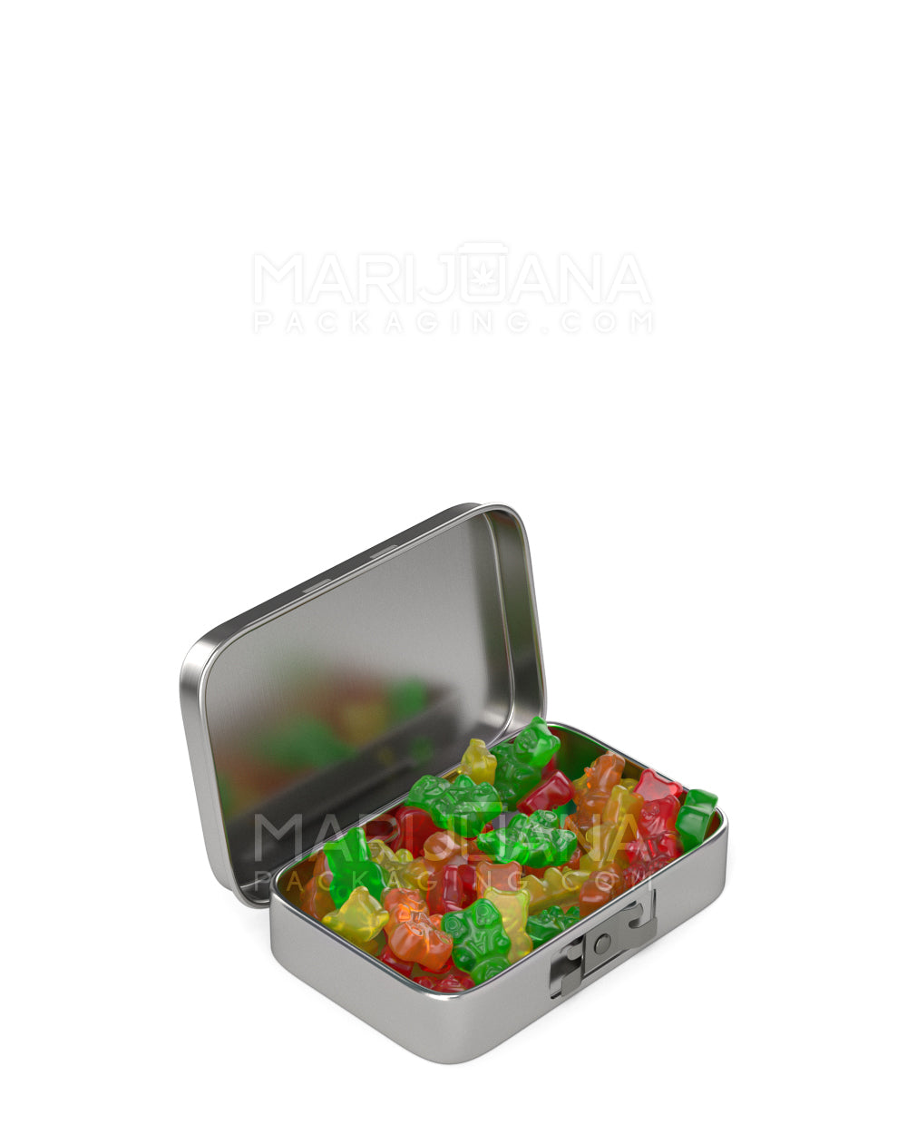 Child Resistant | 100% Recyclable Safely Lock Ultra Edible & Joint Box | 79mm x 53.5mm - Silver Tin - 2