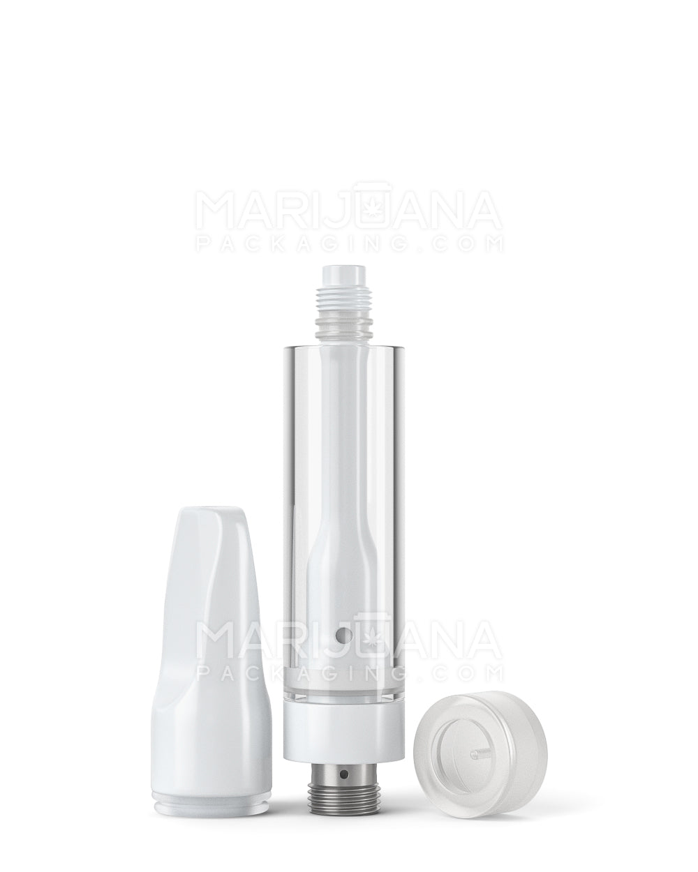 Ceramic Vape Cartridge with White Ceramic Mouthpiece w/ 2mm Aperture | 1mL - Screw On - 100 Count - 8