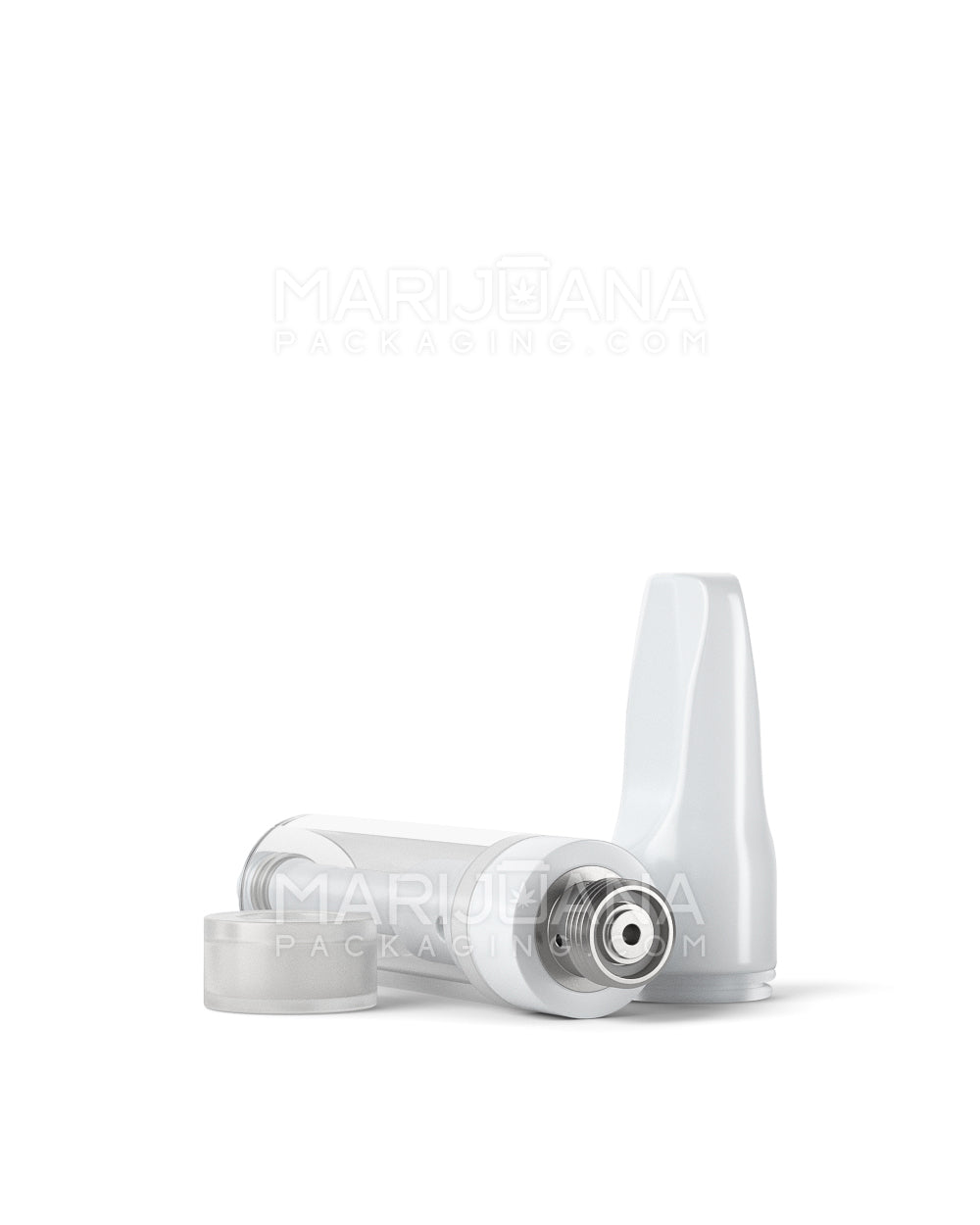 Ceramic Vape Cartridge with White Ceramic Mouthpiece w/ 2mm Aperture | 1mL - Screw On - 100 Count - 5