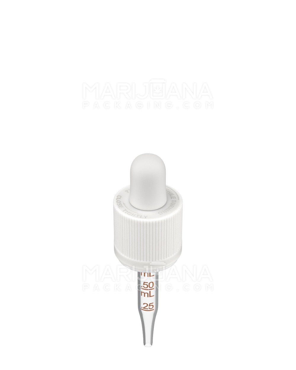 Child Resistant & Tamper Evident | White Graduated Ribbed Glass Dropper Cap | 15mL - 0.75mL - 468 Count - 2