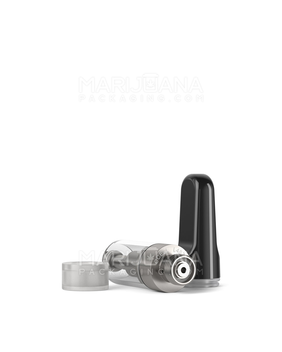 CCELL | Liquid6 Reactor Glass Vape Cartridge with Black Ceramic Mouthpiece | 0.5mL - Screw On - 100 Count - 5
