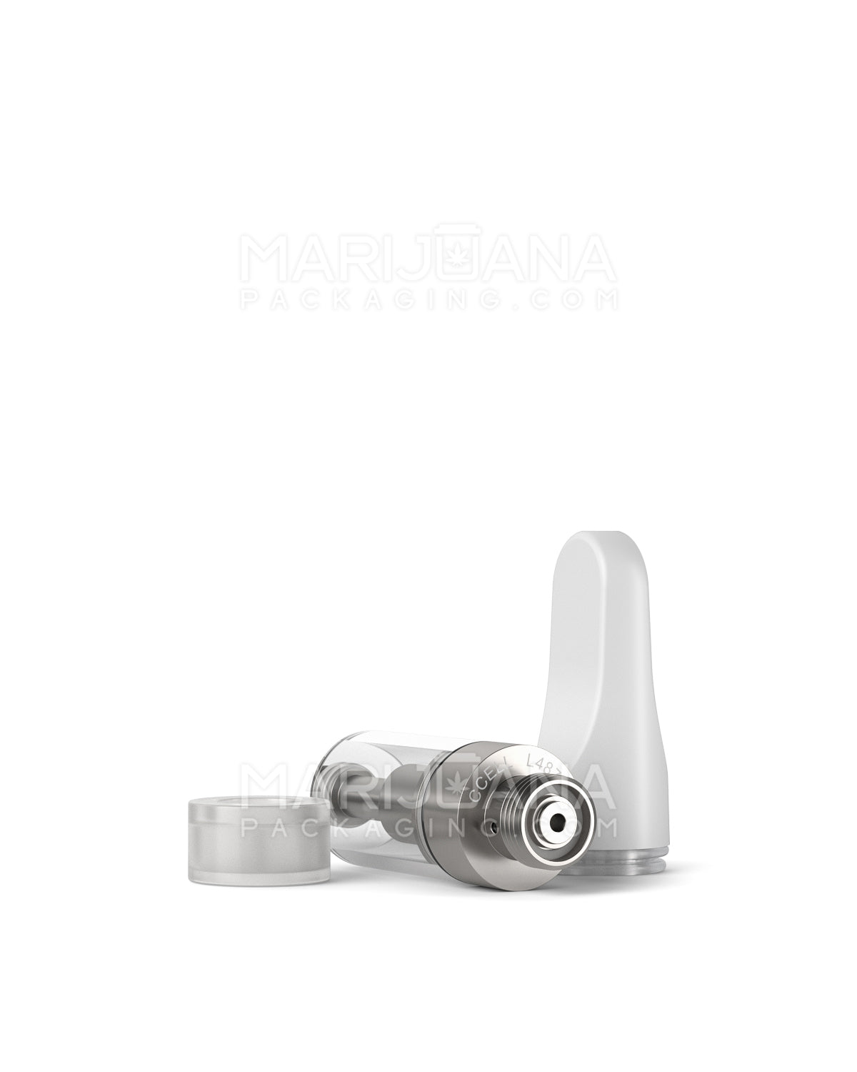 CCELL | Liquid6 Reactor Glass Vape Cartridge with White Plastic Mouthpiece | 0.5mL - Screw On - 100 Count - 8
