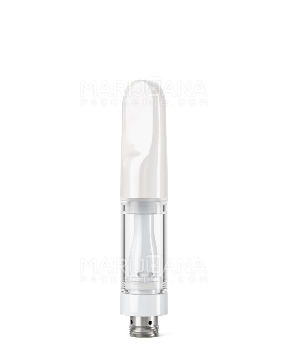 Verified Vapes | Ceramic Vape Cartridge with Flat White Ceramic Mouthpiece | 0.5mL - Press On - 100 Count - 1