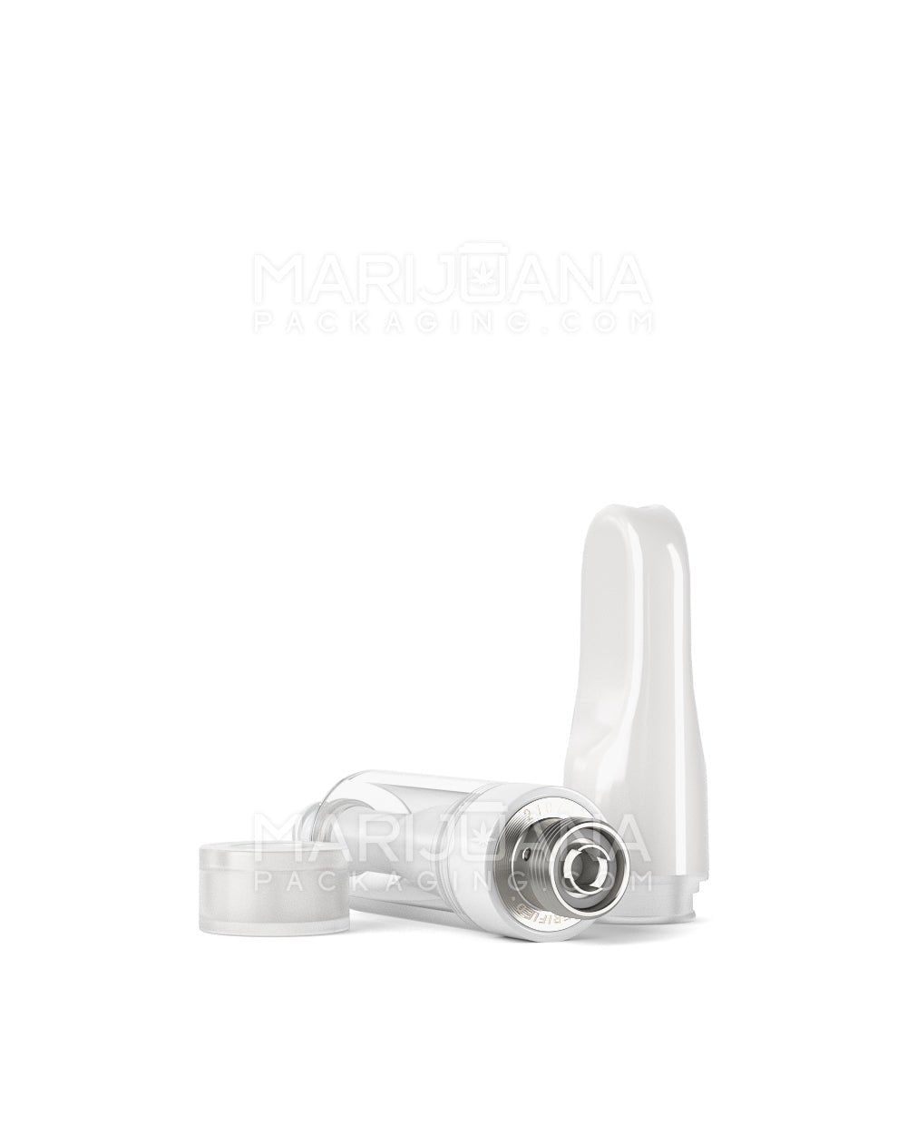 Verified Vapes | Ceramic Vape Cartridge with Flat White Ceramic Mouthpiece | 0.5mL - Press On - 100 Count - 6
