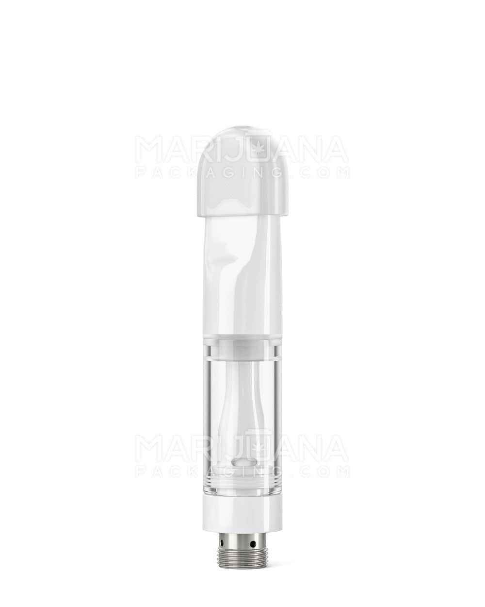 Verified Vapes | Ceramic Vape Cartridge with Flat White Ceramic Mouthpiece | 0.5mL - Press On - 100 Count - 10
