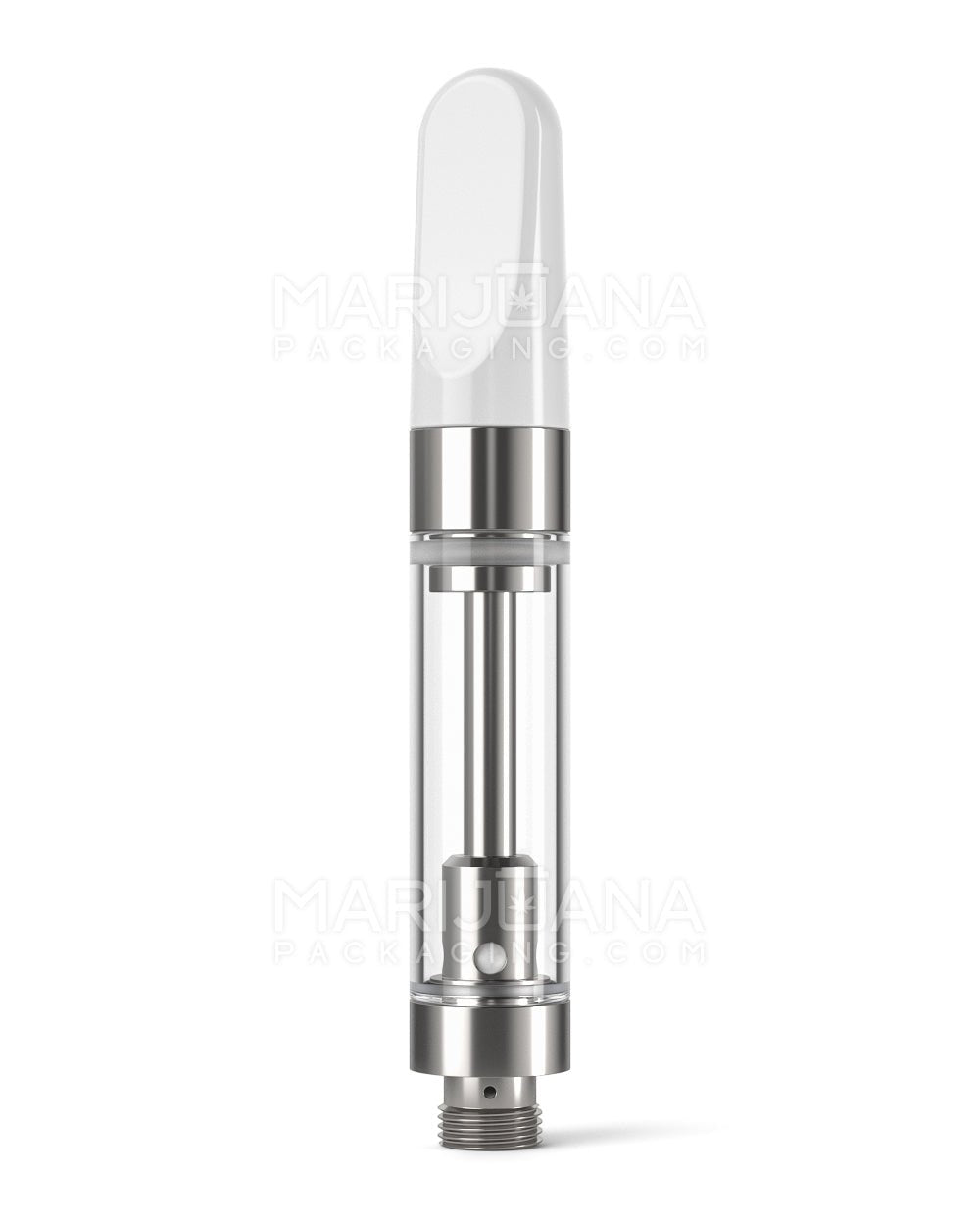 Ceramic Core Glass Vape Cartridge with Flat White Plastic Mouthpiece | 1mL - Press On | Sample - 1