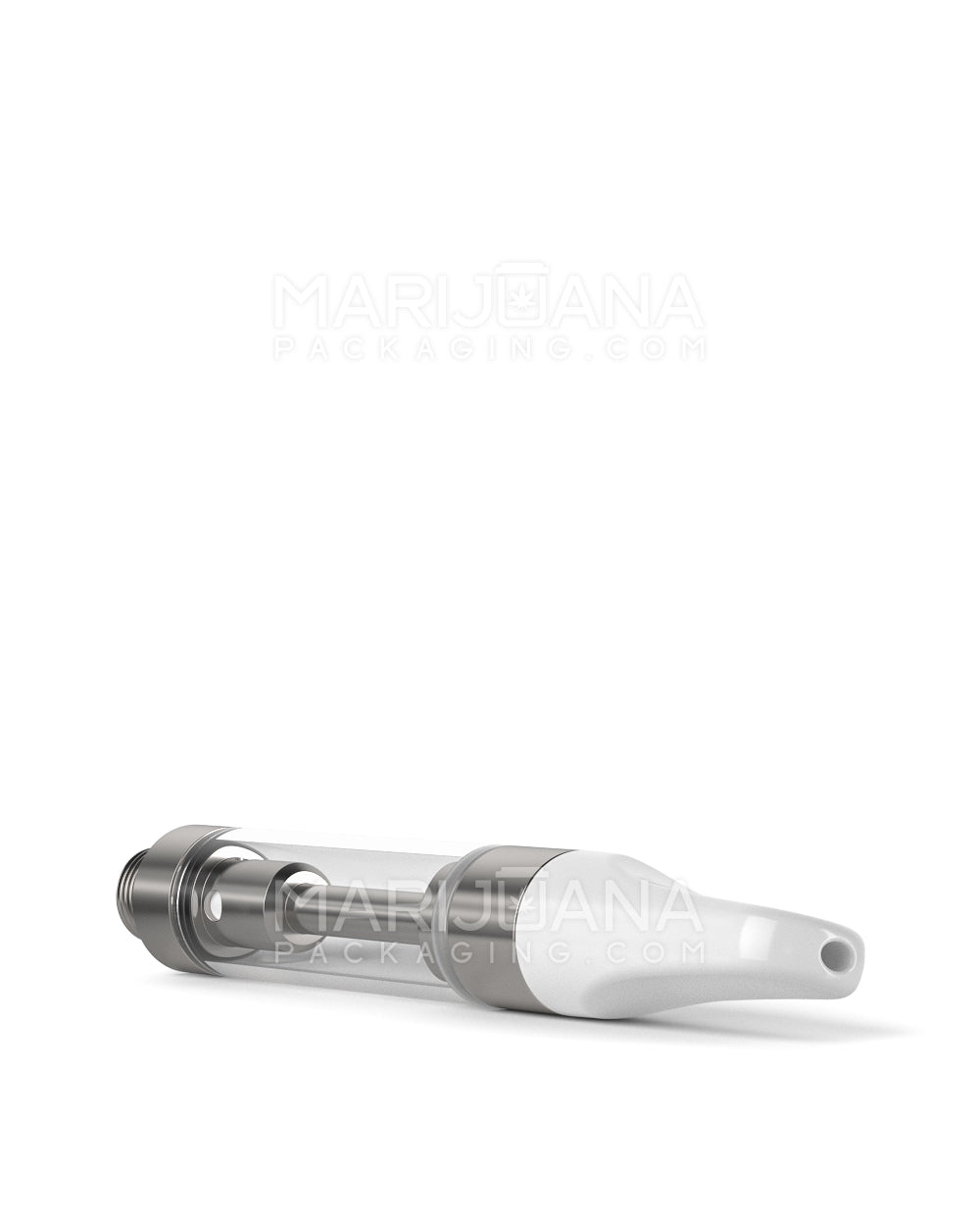 Ceramic Core Glass Vape Cartridge with Flat White Plastic Mouthpiece | 1mL - Press On - 1600 Count - 6