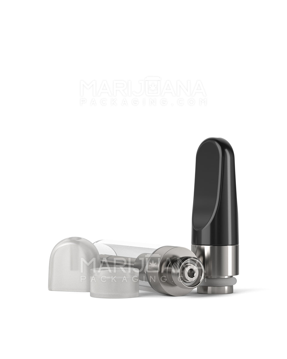 Ceramic Core Glass Vape Cartridge with Flat Black Plastic Mouthpiece | 1mL - Press On - 1600 Count - 5