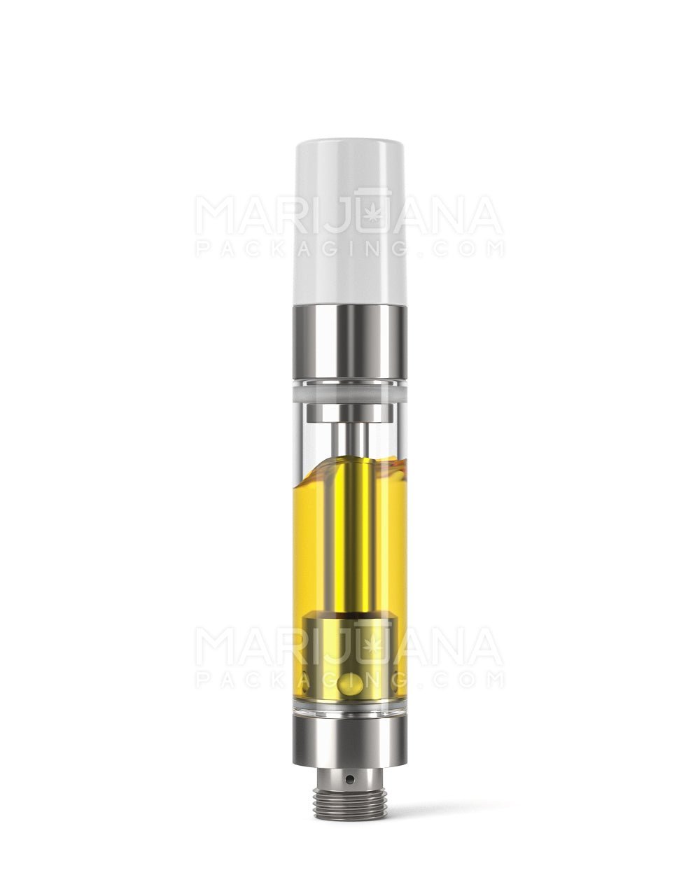 Ceramic Core Glass Vape Cartridge with Round White Plastic Mouthpiece | 1mL - Press On - 100 Count - 2
