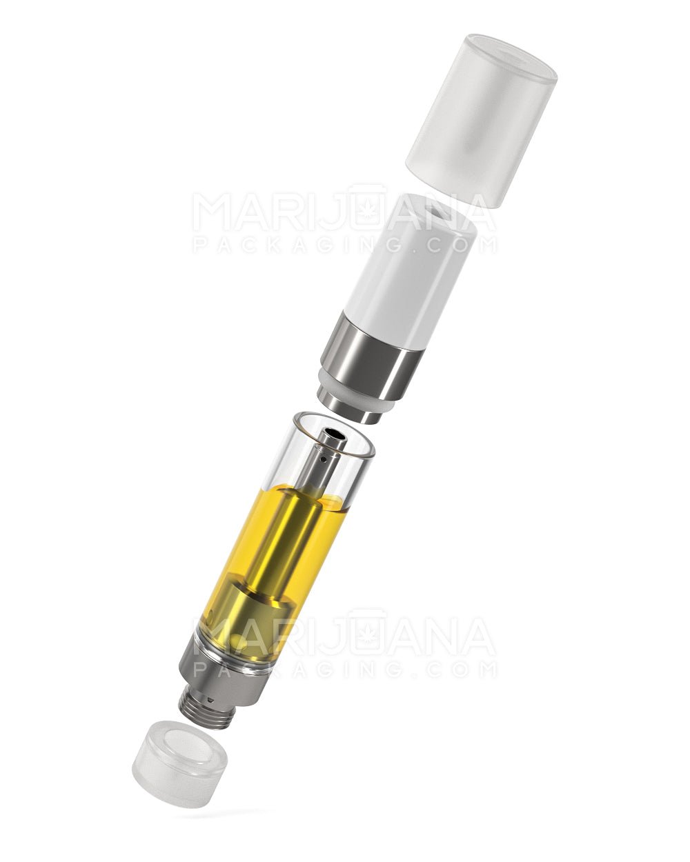 Ceramic Core Glass Vape Cartridge with Round White Plastic Mouthpiece | 1mL - Press On - 1200 Count - 8