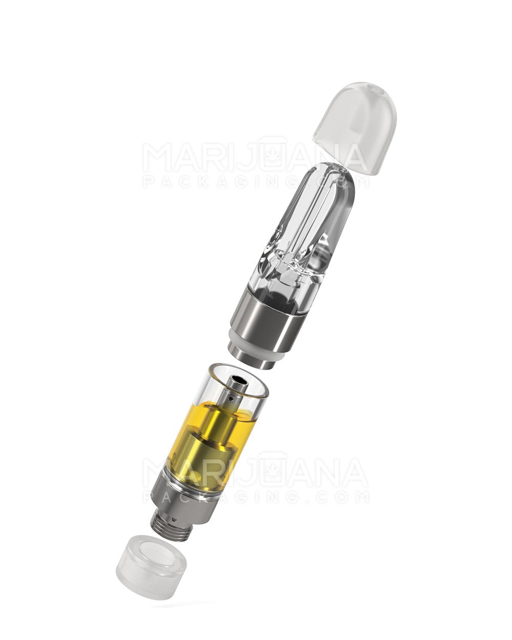 Ceramic Core Glass Vape Cartridge with Flat Clear Plastic Mouthpiece | 0.5mL - Press On - 1600 Count - 8