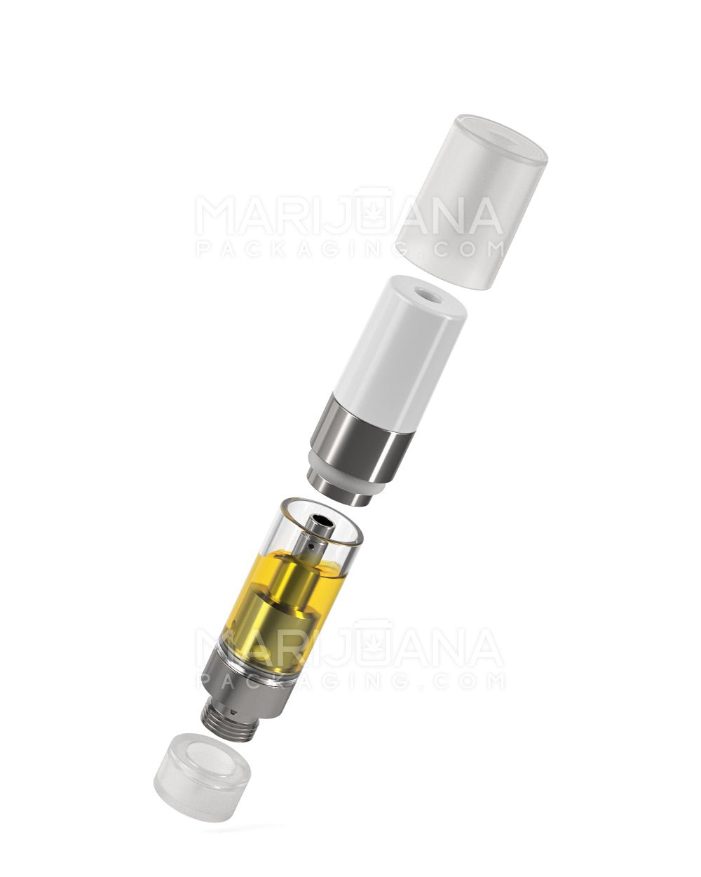 Ceramic Core Glass Vape Cartridge with Round White Plastic Mouthpiece | 0.5mL - Press On - 1200 Count - 8