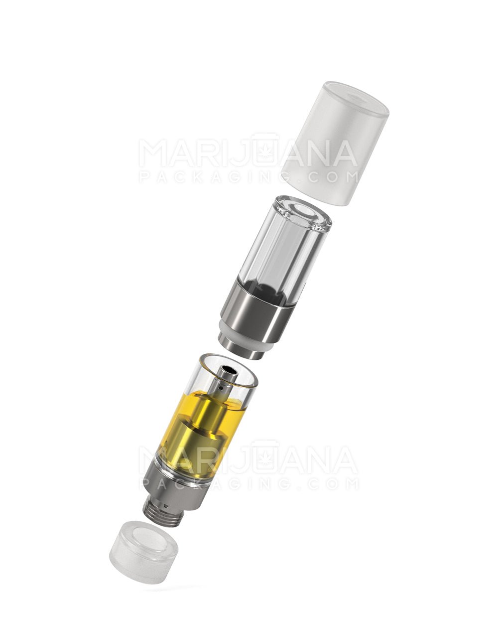 Ceramic Core Glass Vape Cartridge with Round Clear Plastic Mouthpiece | 0.5mL - Press On - 1200 Count - 8