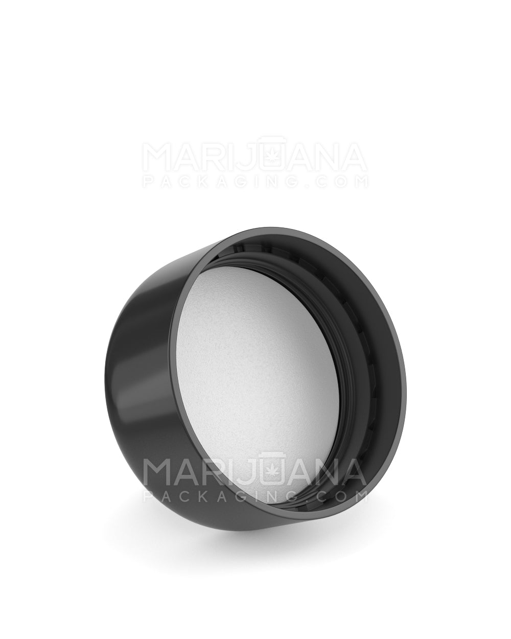 Child Resistant | Dome Push Down & Turn Plastic Caps w/ Foam Liner | 53mm - Glossy Black - 80 Count - 2