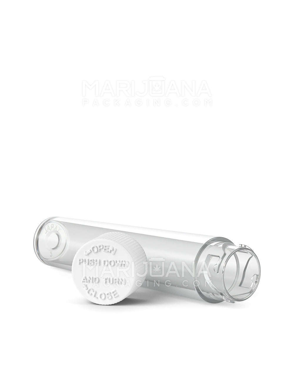 Child Resistant | Push Down & Turn Vape Cartridge Tube w/ White Cap | 90mm - Clear - 500 Count - 5