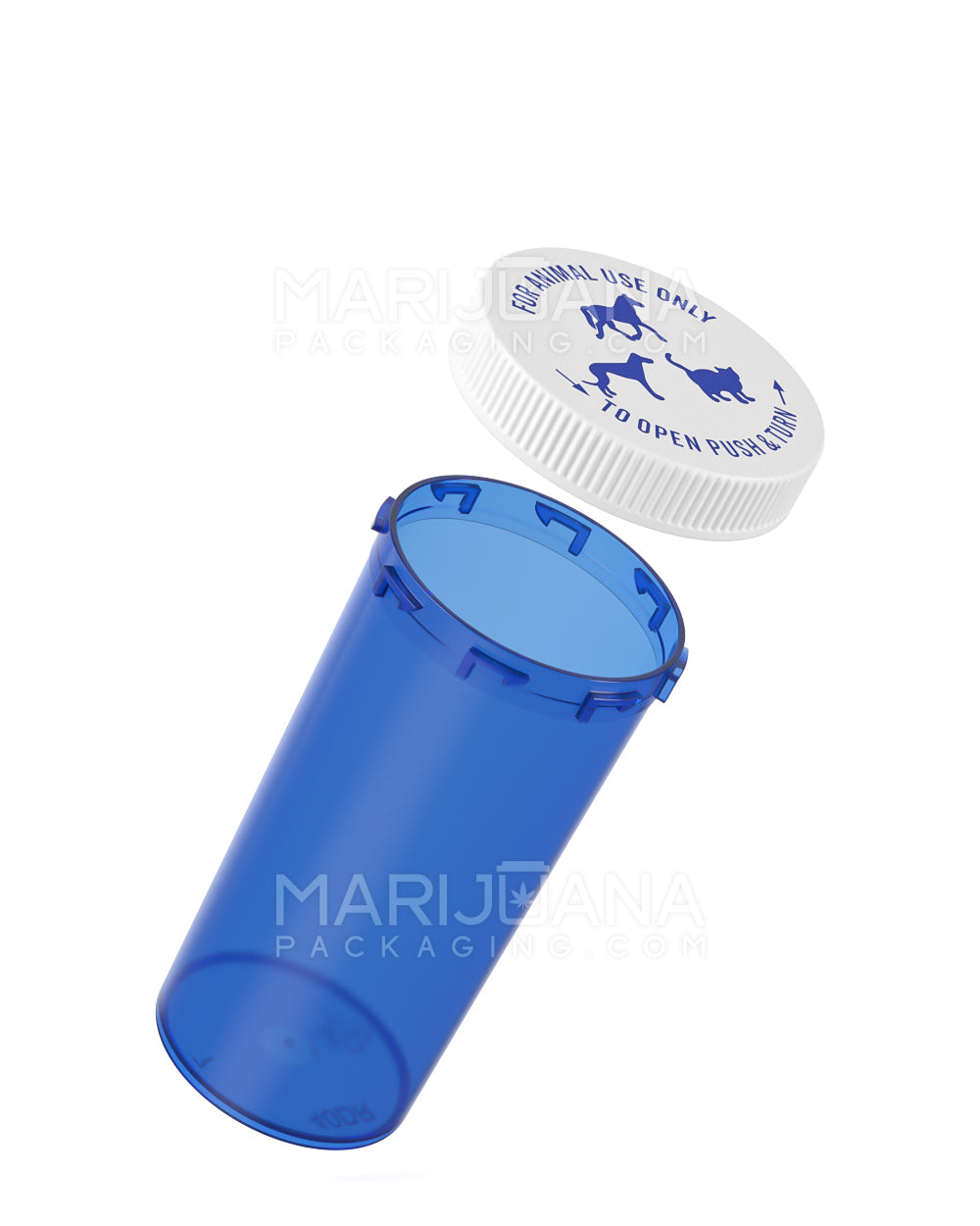 Child Resistant Transparent Blue Veterinary Push Down & Turn Cap Vial | 40dr | Sample - 2