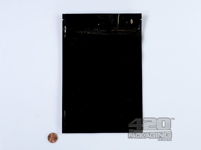 Black-Black 6" x 9" Mylar Stand Up Pouch Zip Bags 1000/Box - 2