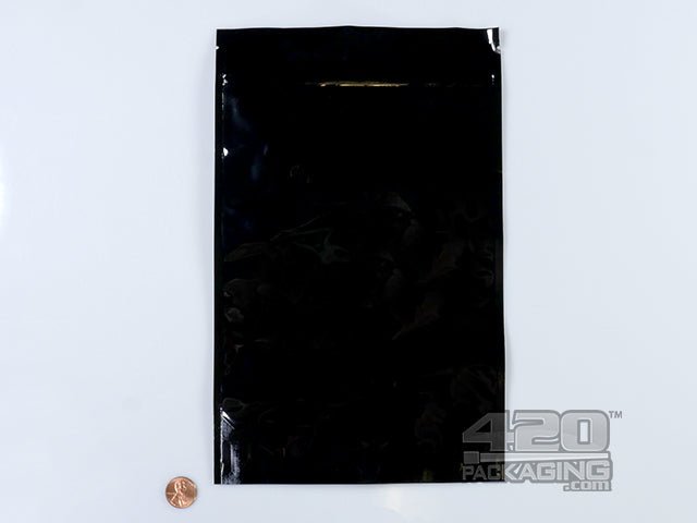 Black-Black 7" x 11" Mylar Stand Up Pouch Zip Bags 1000/Box - 2