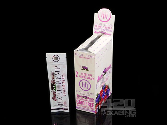 High Hemp Bare Berry Flavored Organic Hemp Wraps 25/Box - 1