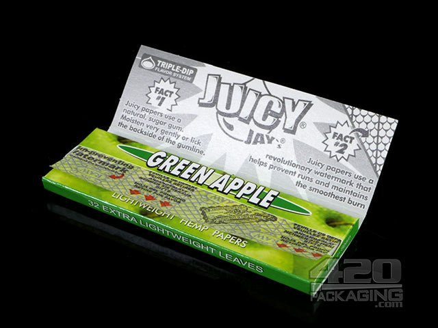 Juicy Jay's 1 1-4 Size Green Apple Flavored Hemp Rolling Papers - 4