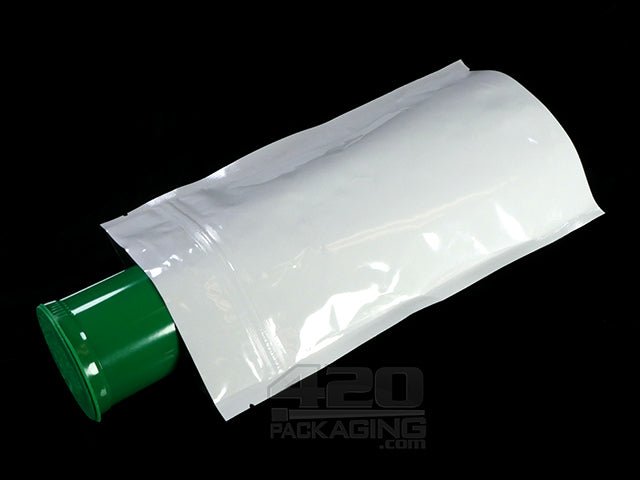 White-White 5” x 8” Mylar Stand Up Pouch Zip Bags 100/Box - 4