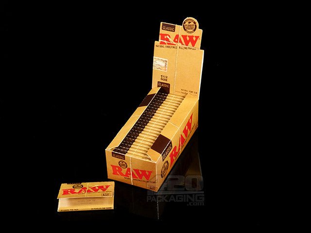 RAW 1 1-2 Size Classic Rolling Papers 25/Box - 1