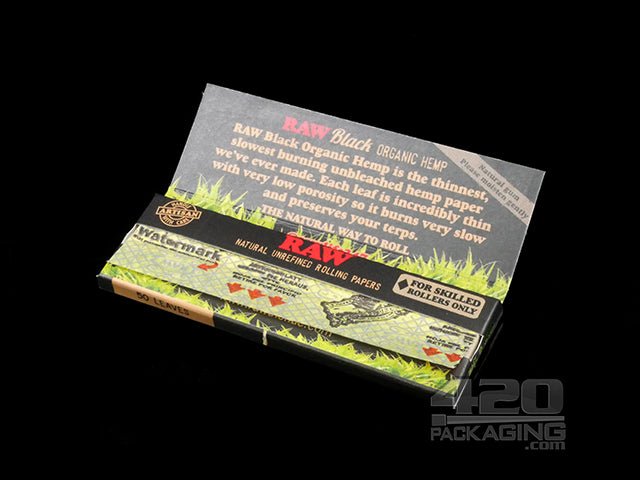 RAW Black 1 1-4 Size Hemp Rolling Papers 24-Box - 3