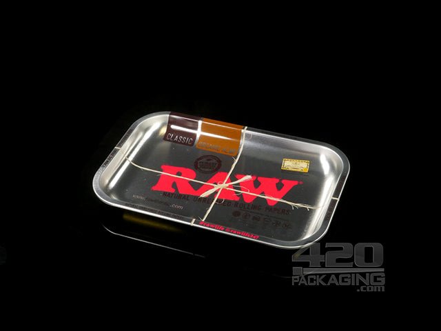 RAW Small Silver Metal Rolling Tray 1/Box - 1