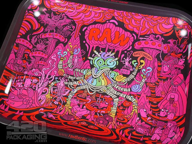 RAW X Ghost Shrimp 3 Design Large Metal Rolling Tray 1/Box - 3