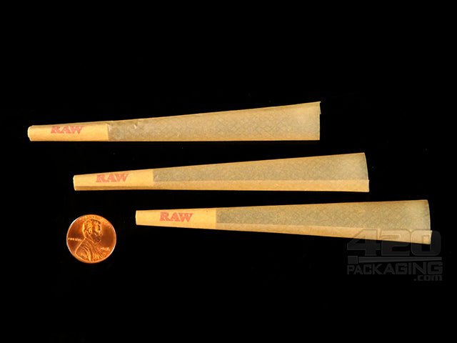 RAW King Size 109mm Unbleached Pre Rolled Cones 800/Box - 3