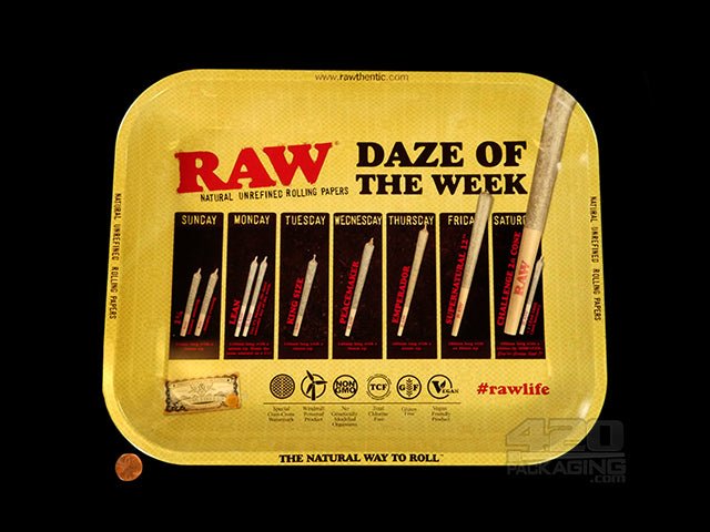 RAW Daze Of The Week Design Large Metal Rolling Tray 1/Box - 2