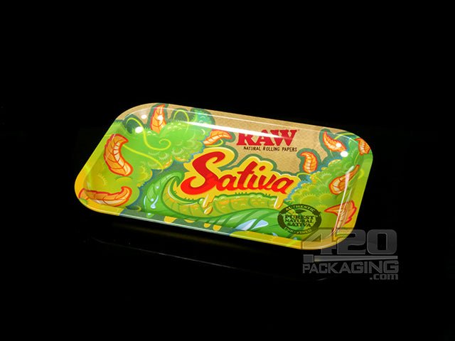 RAW Strains Sativa Small Metal Rolling Tray - 1