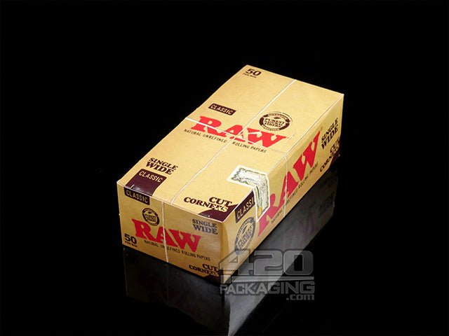 RAW Single Wide Cut Corners Rolling Papers 50/Box - 2
