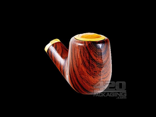 "Old Man's Pipe" Shaped Jumbo Vape Cartridge Battery W- Honeycomb Light - Mahogany Wood - 1