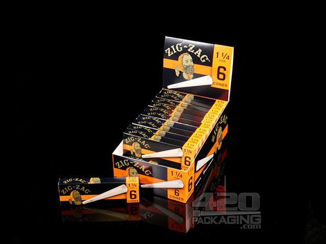 Zig-Zag 1 1-4 Size Pre Rolled Paper Cones 24 Pack Carton (6 Cones Per Pack) - 1