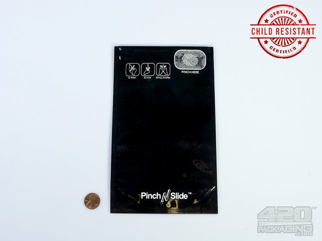 5 x 8.5 Inch Black Pinch N Slide ASTM Child Resistant Exit Bags 100/Box - 3
