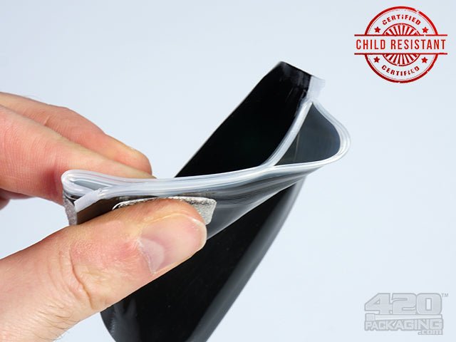 5 x 8.5 Inch Black Pinch N Slide ASTM Child Resistant Exit Bags 100/Box - 4