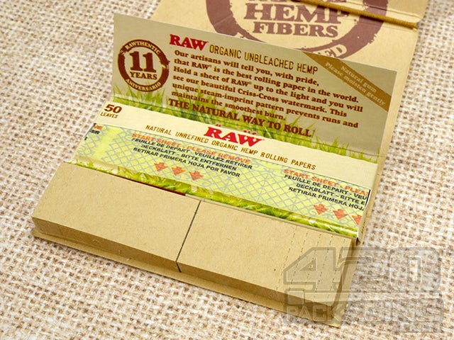 Raw Rolling Papers Organic Hemp 1 1-4 size Artesano 1 Display Box (15 packets) - 4