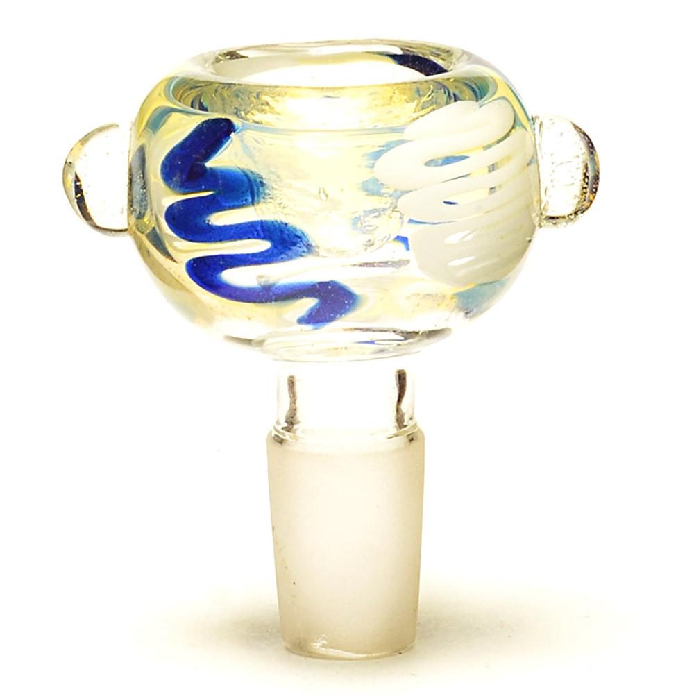 Ribboned & Swirls Gold Fumed Double Knocker Bowl | Glass - 14mm Male - Assorted - 4