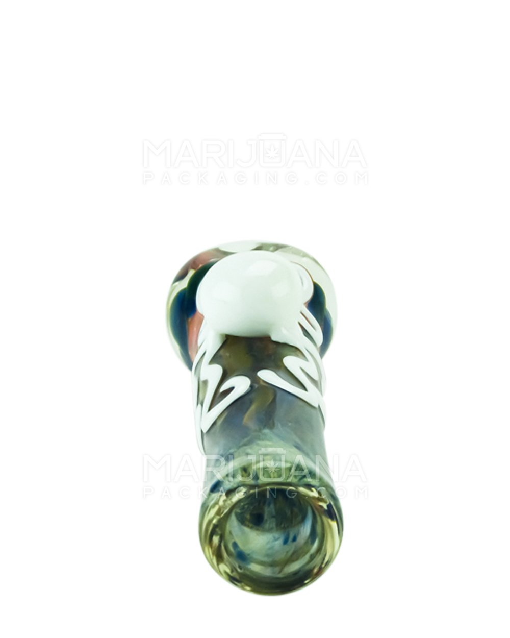 Frit & Multi Fumed Chillum Hand Pipe w/ Glass Squid & Speckles | 3.5in Long - Glass - Assorted - 5