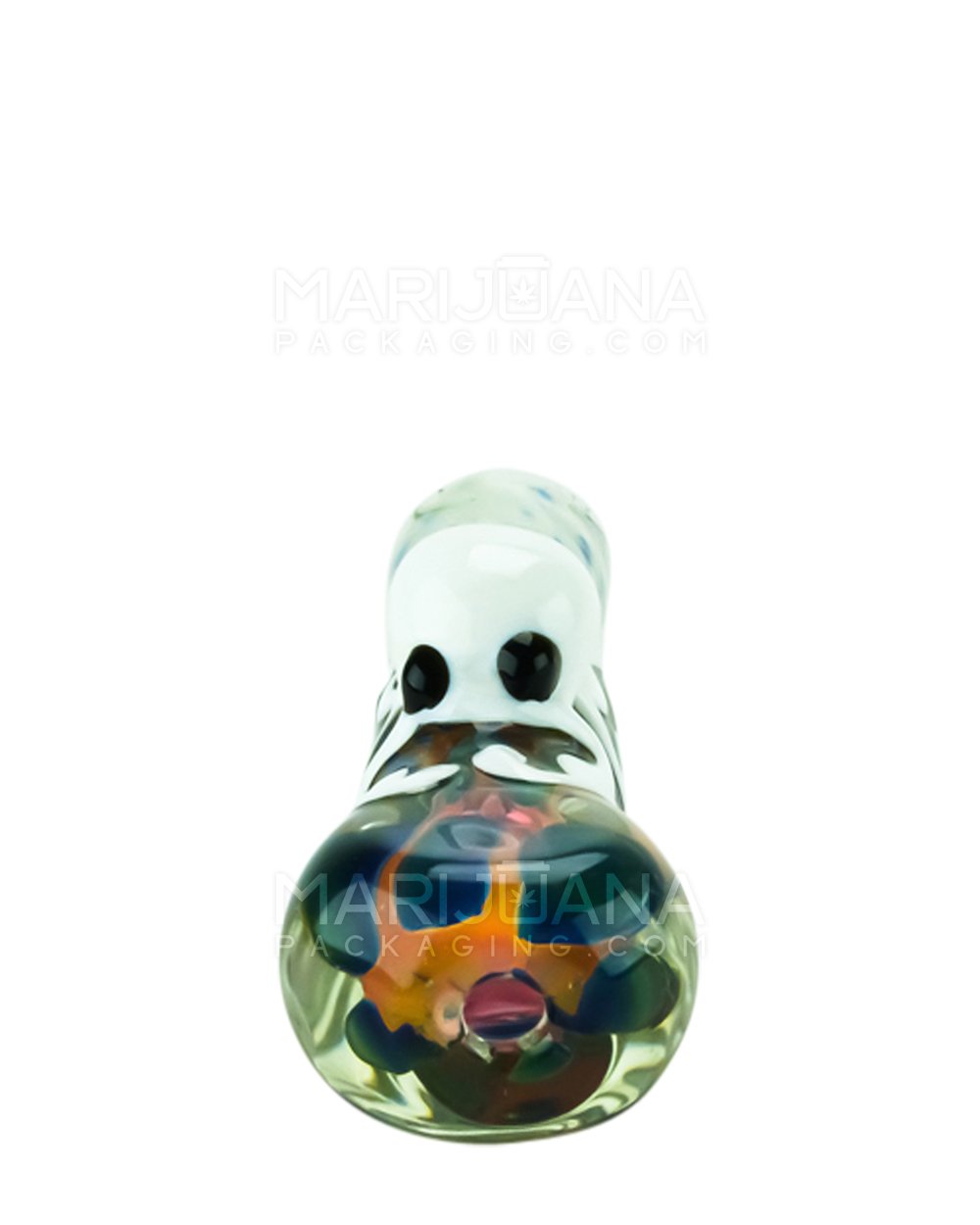 Frit & Multi Fumed Chillum Hand Pipe w/ Glass Squid & Speckles | 3.5in Long - Glass - Assorted - 3