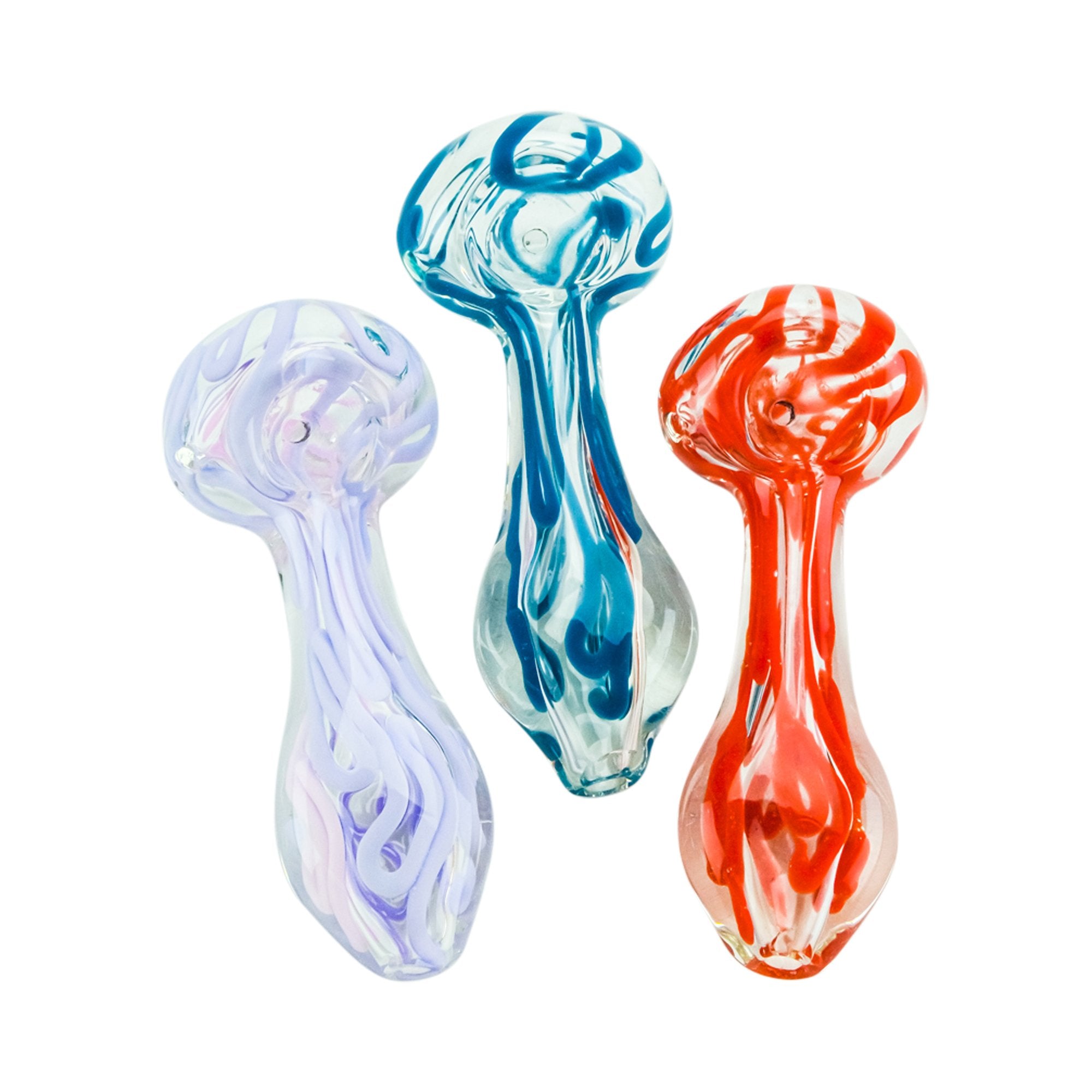Swirl Spoon Hand Pipe | 4in Long - Glass - Assorted - 1