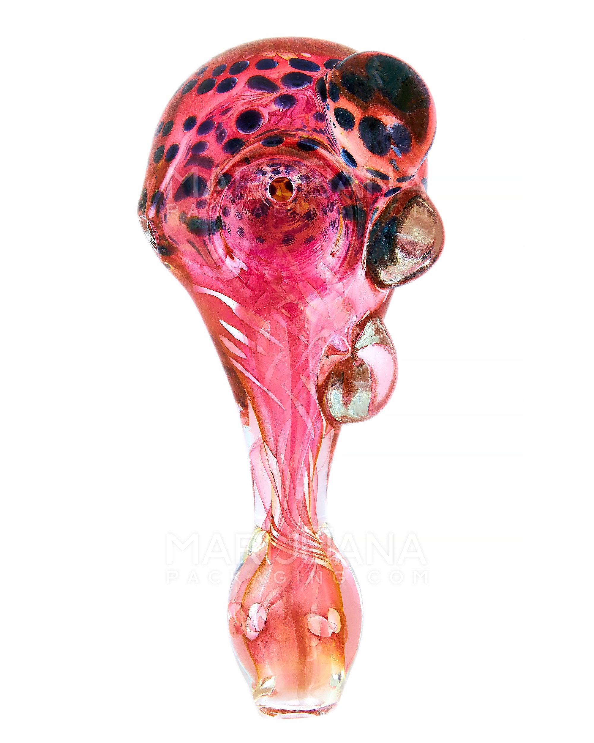 Speckled & Mixed Fumed Spoon Hand Pipe w/ Flower & Triple Knockers | 5in Long - Glass - Assorted - 2